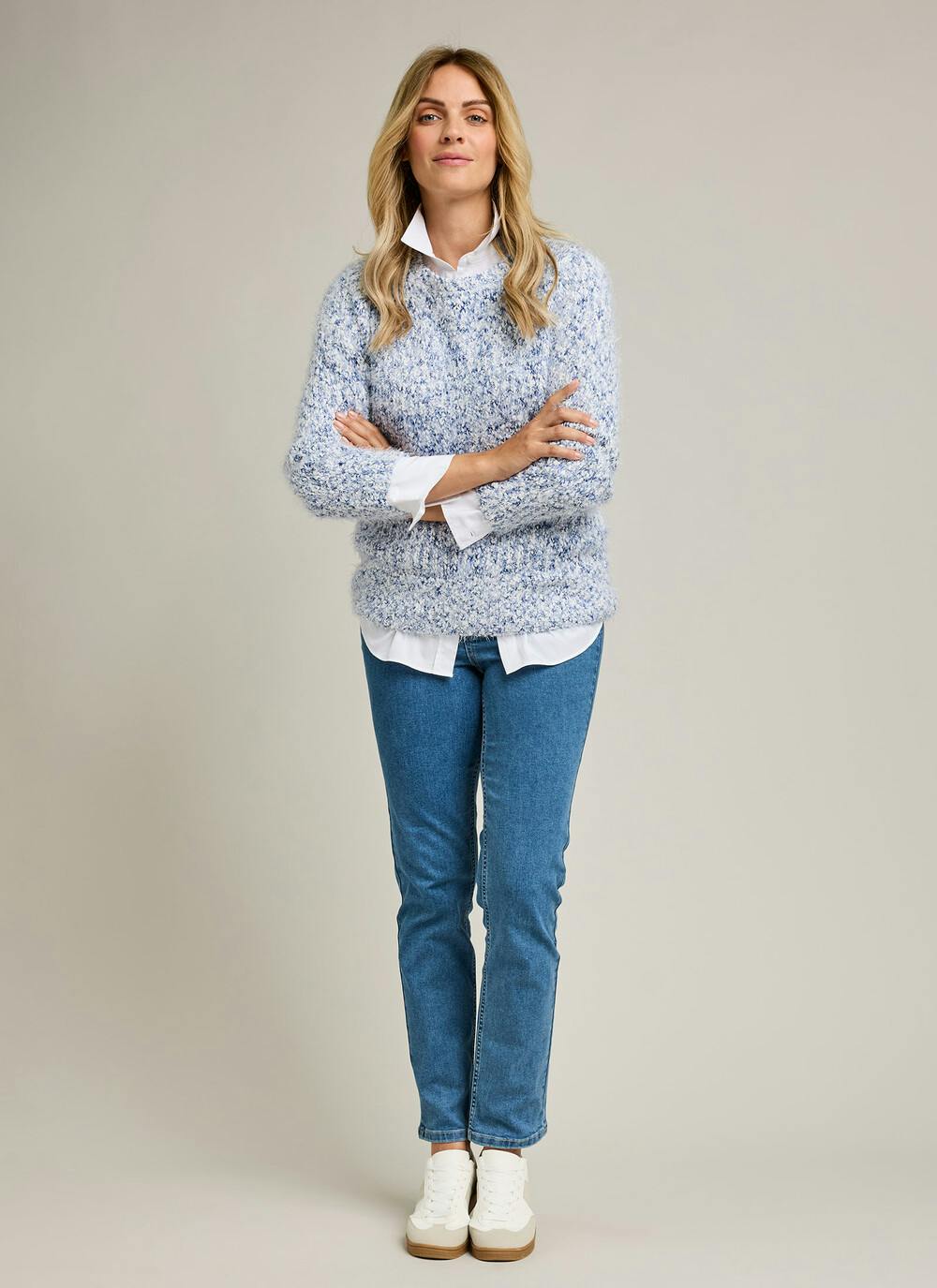  Textured Crew Neck Jumper