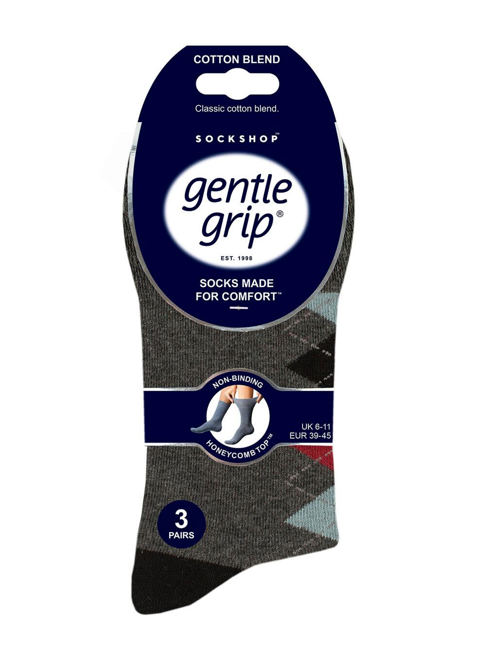  3pk Cotton Rich Stripe Argyle Socks
