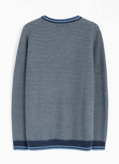  Striped Textured Knit Crew Neck Jumper