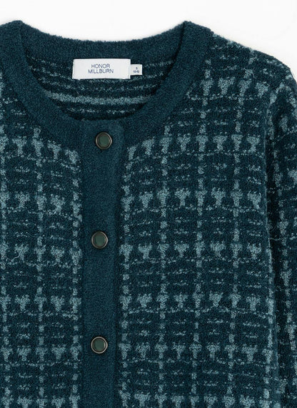  Checkerboard Knit Cardigan