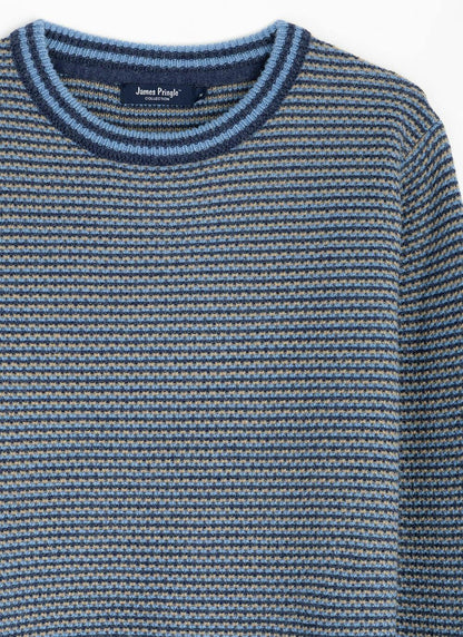  Striped Textured Knit Crew Neck Jumper