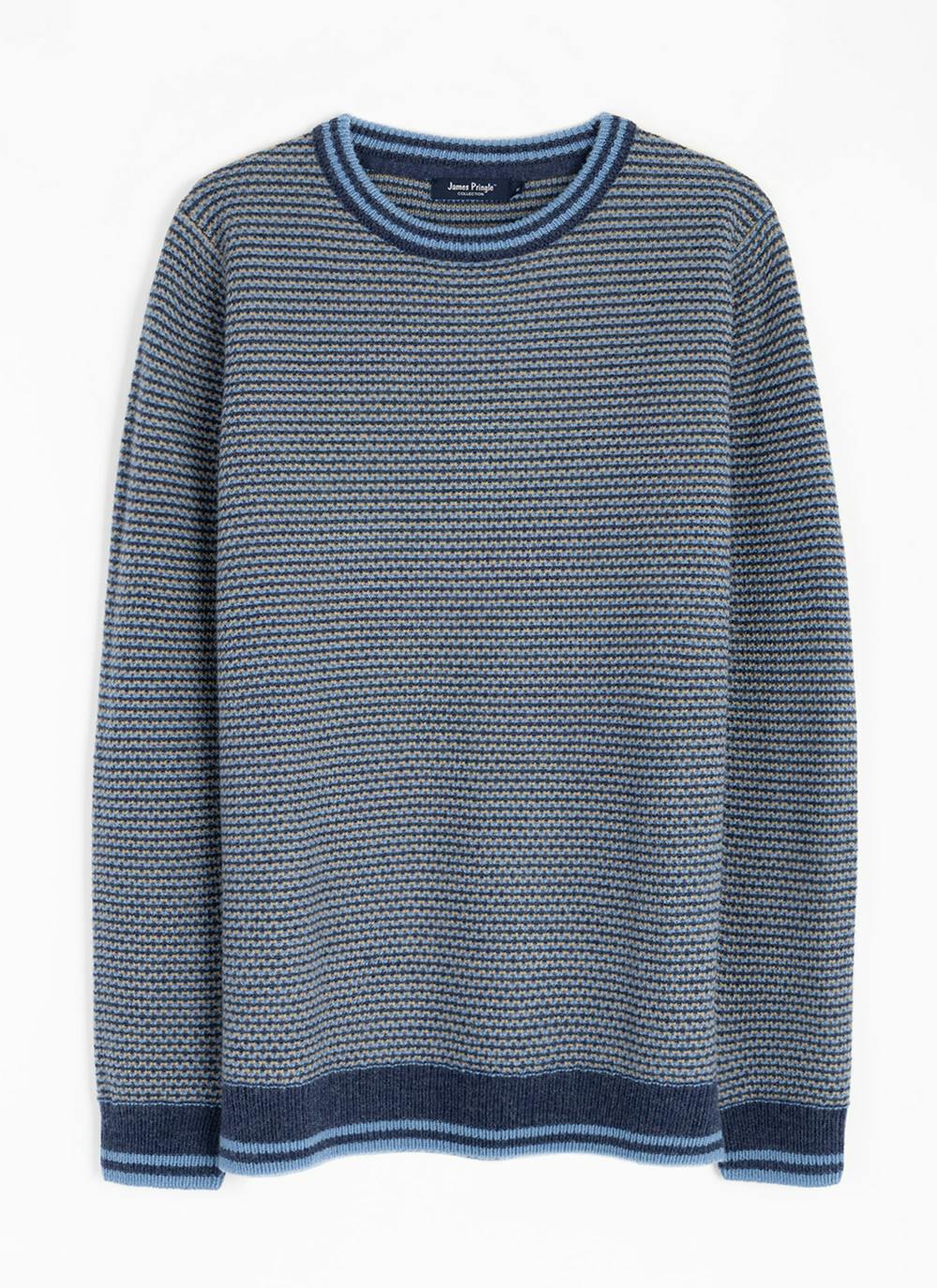  Striped Textured Knit Crew Neck Jumper
