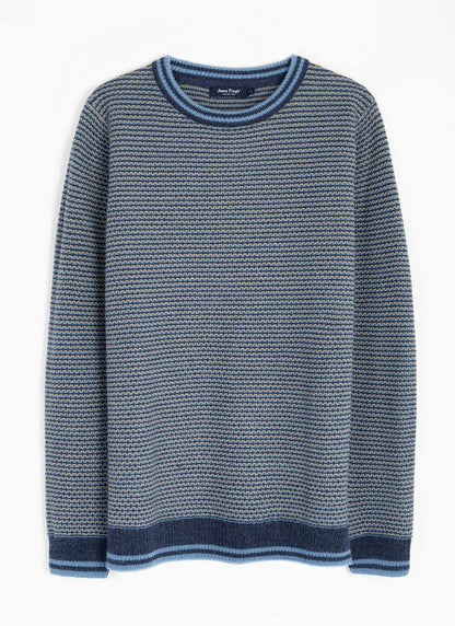  Striped Textured Knit Crew Neck Jumper
