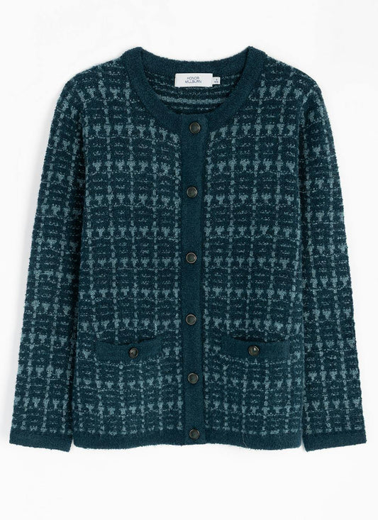  Checkerboard Knit Cardigan