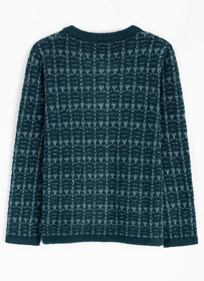  Checkerboard Knit Cardigan
