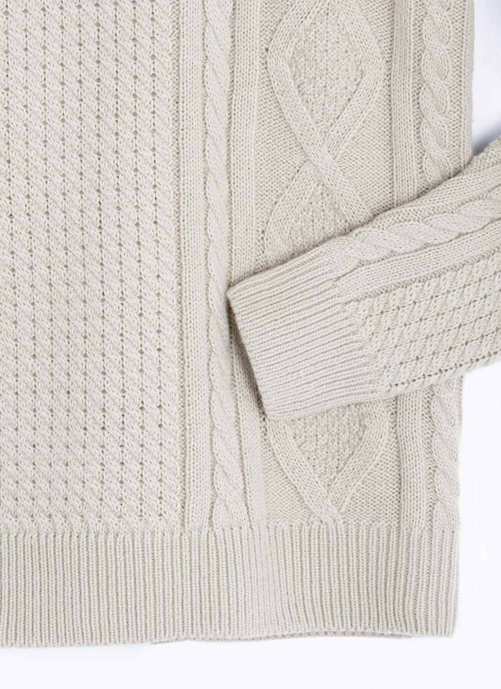  Cable Knit Crew Neck Jumper With Wool