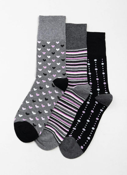 3pk Cotton Rich Comfort Top Stripe Socks