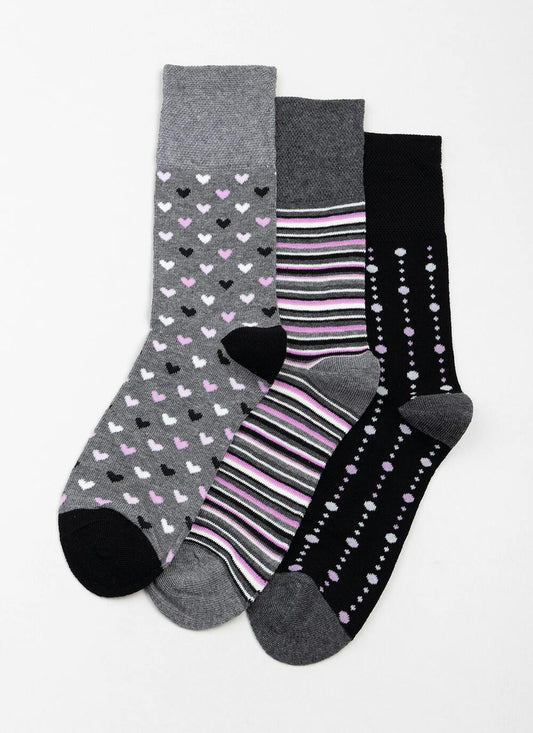  3pk Cotton Rich Comfort Top Stripe Socks