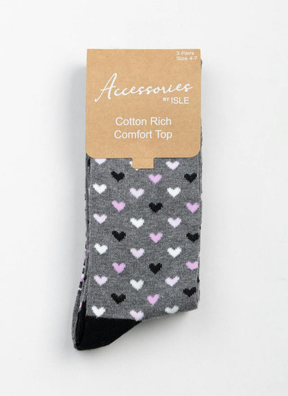  3pk Cotton Rich Comfort Top Stripe Socks