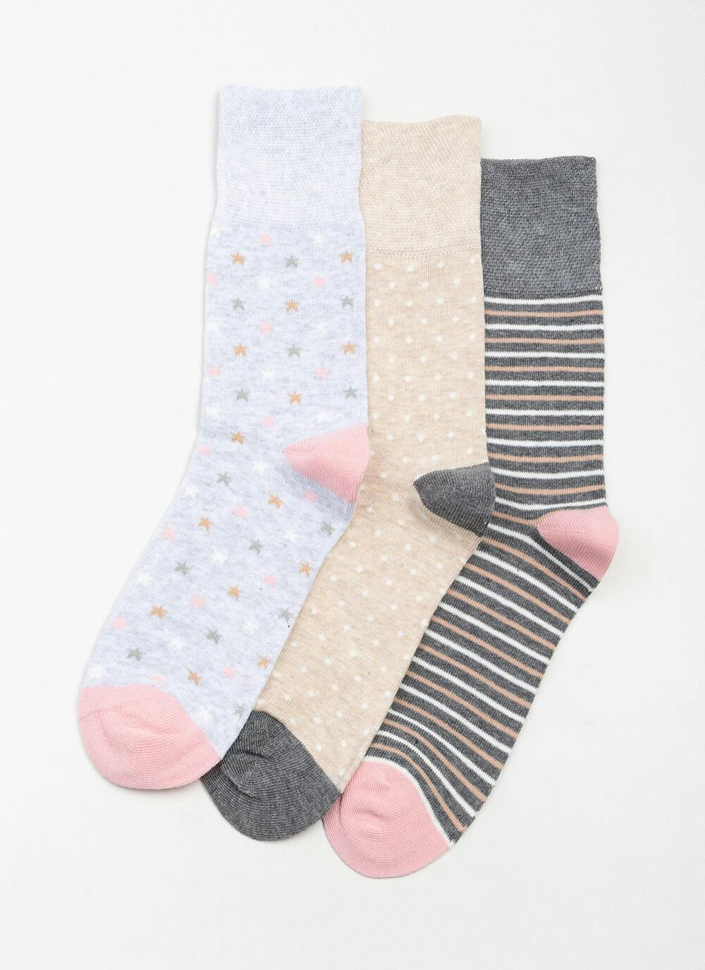  3pk Cotton Rich Comfort Top Star Socks