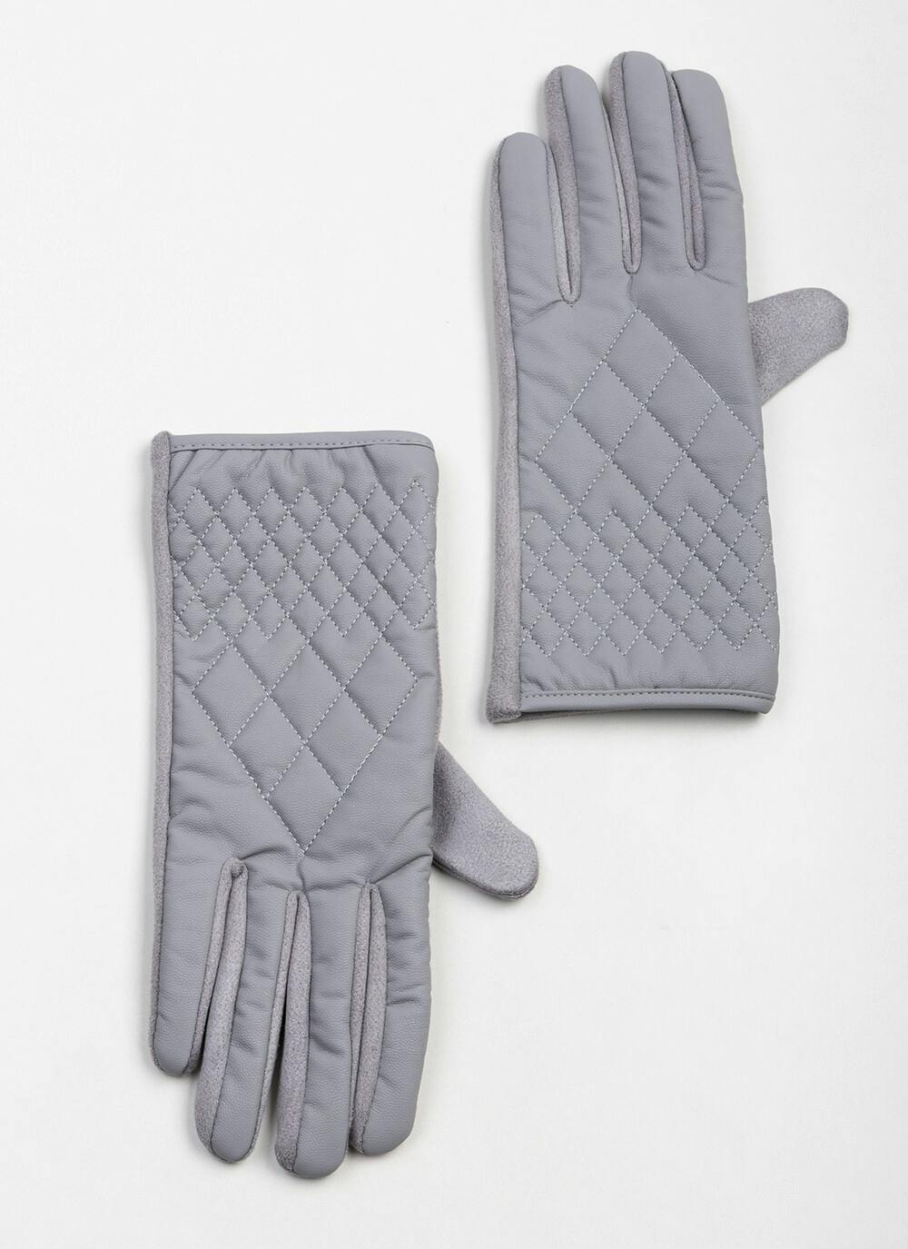  Quilted Faux Suede Touch Screen Glove