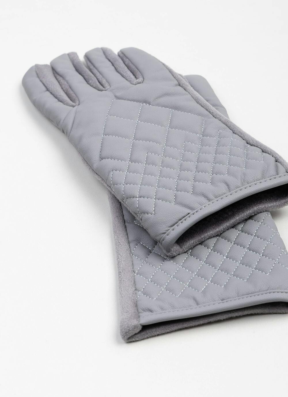  Quilted Faux Suede Touch Screen Glove