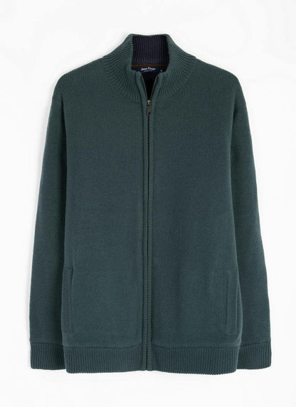  Textured Knit Faux Fur Lined Cardigan
