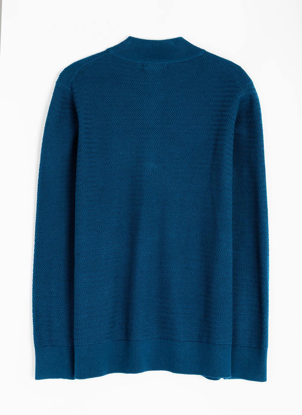  Cotton Rich Zip Neck Textured Jumper
