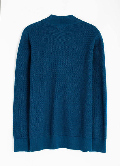  Cotton Rich Zip Neck Textured Jumper