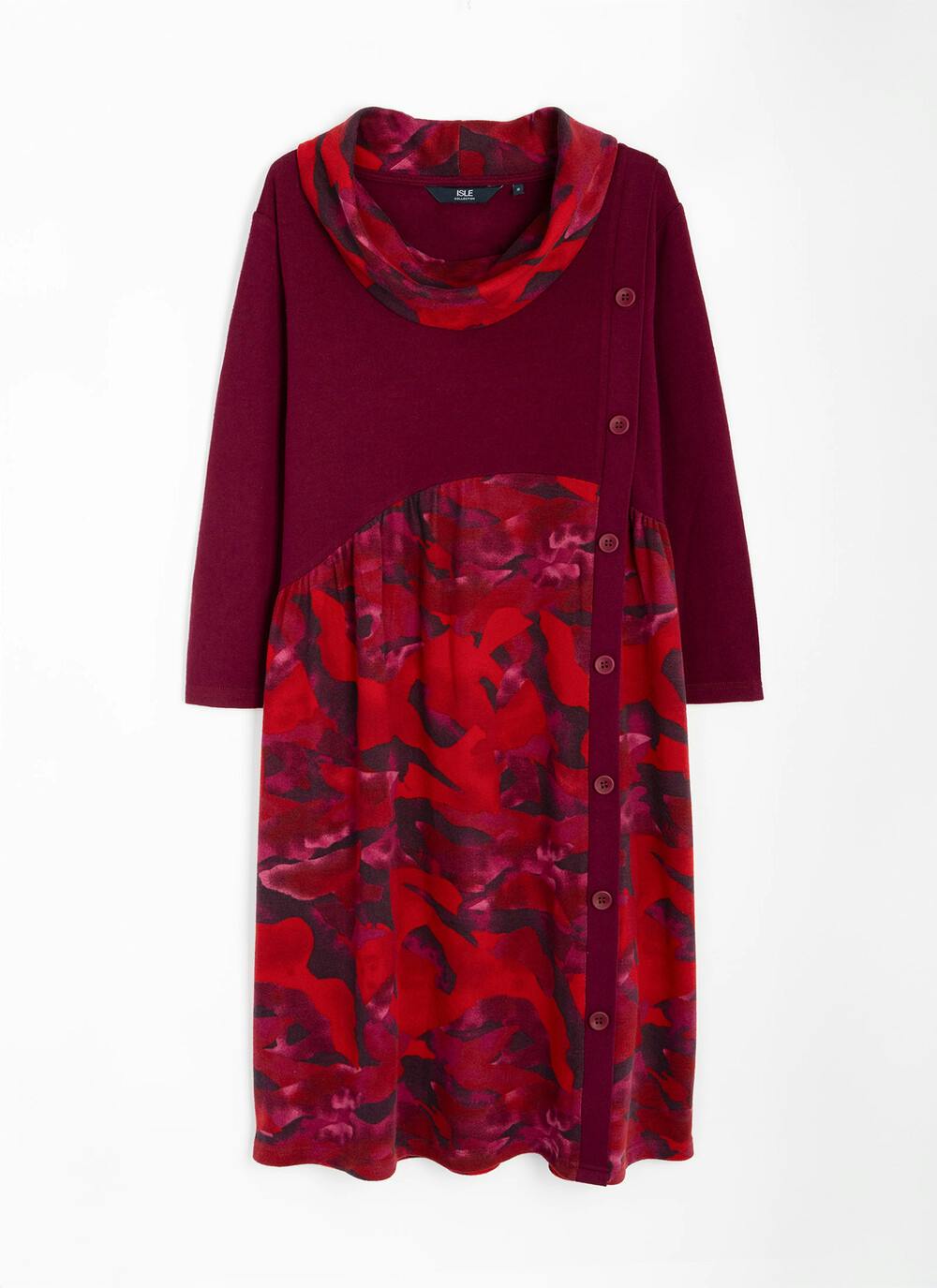  Warm Handle Cowl Neck Midi Dress