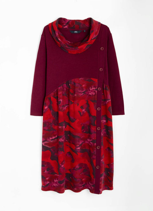  Warm Handle Cowl Neck Midi Dress