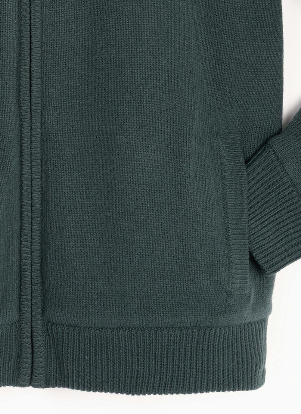  Textured Knit Faux Fur Lined Cardigan