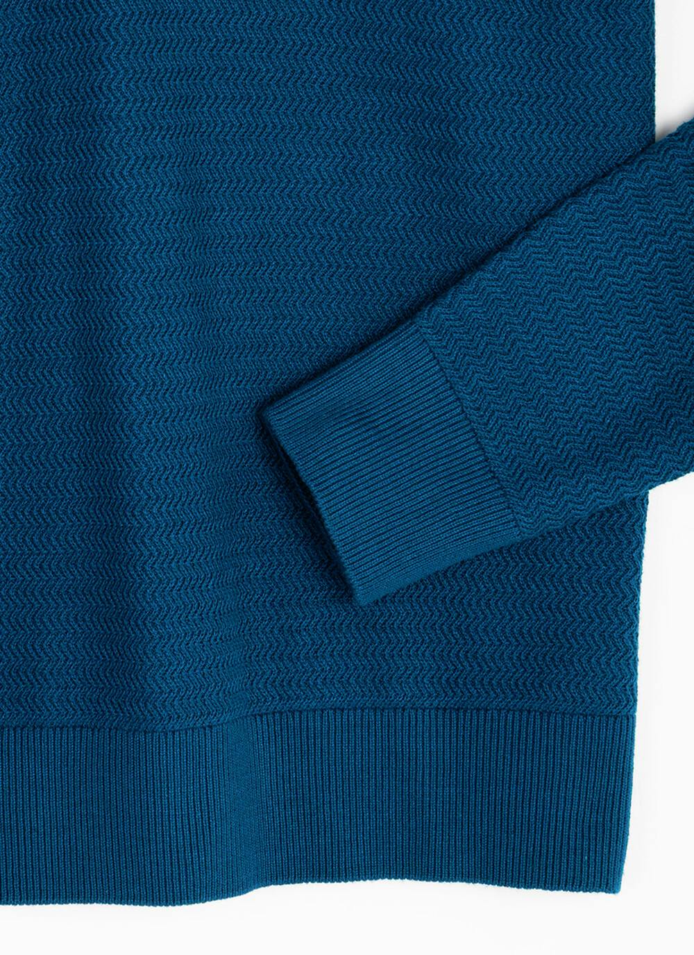  Cotton Rich Zip Neck Textured Jumper