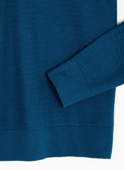  Cotton Rich Zip Neck Textured Jumper