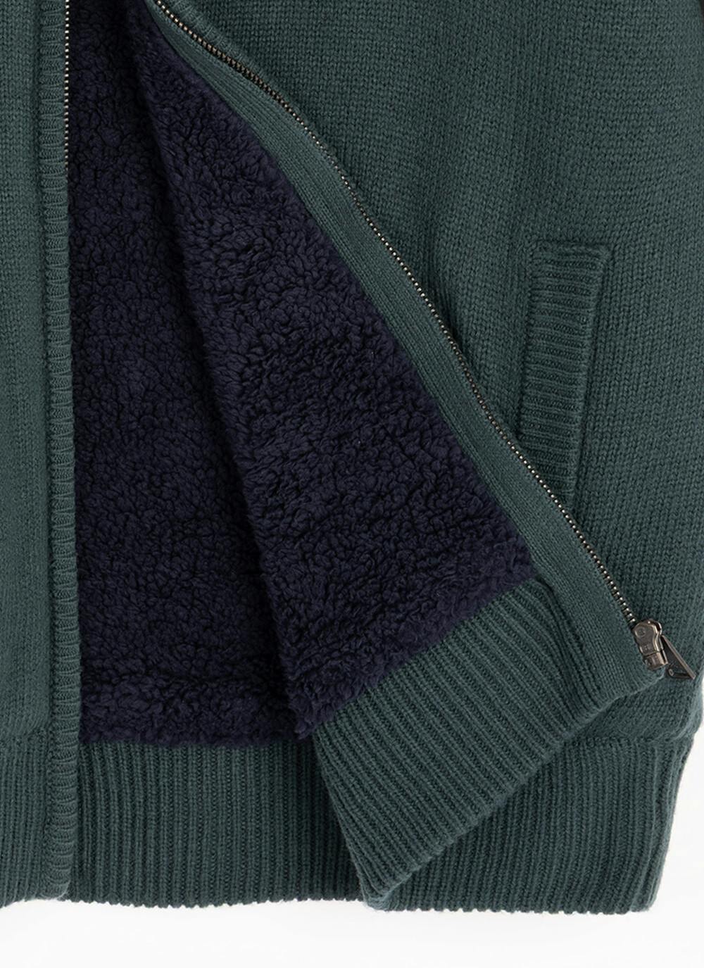  Textured Knit Faux Fur Lined Cardigan
