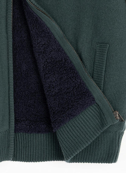 Textured Knit Faux Fur Lined Cardigan