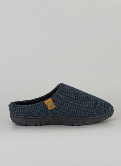  Fleece Lined Herrinbone Mule Slippers
