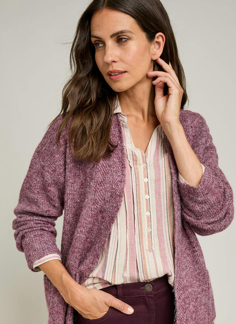  Wool Blend Ribbed Edge To Edge Cardigan