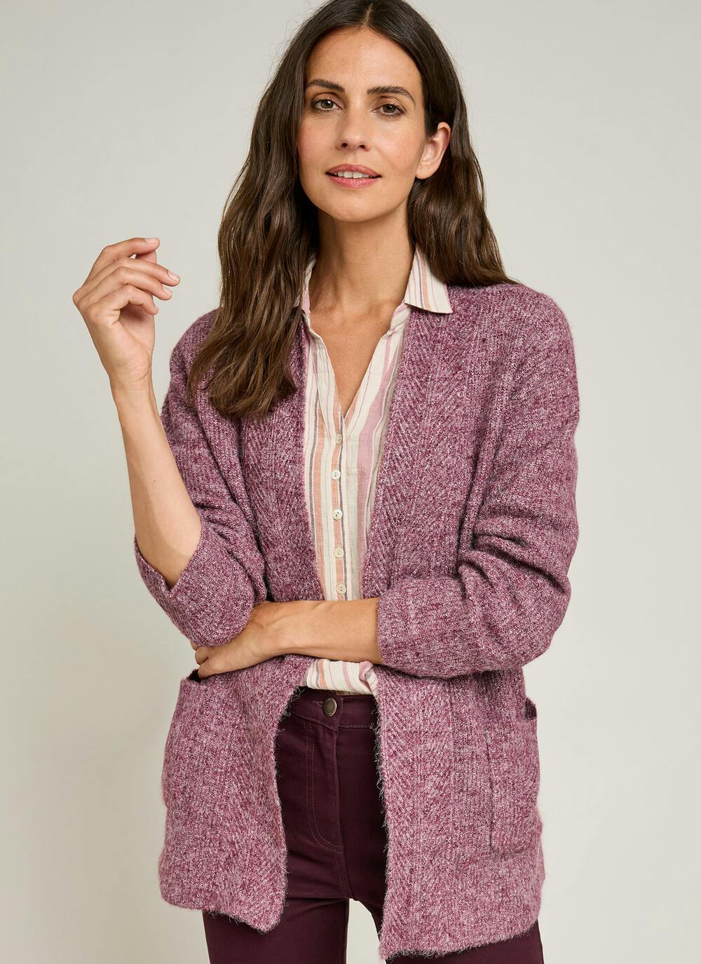  Wool Blend Ribbed Edge To Edge Cardigan