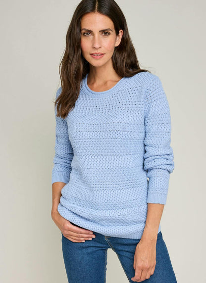  Textured Stitch Crew Neck Jumper