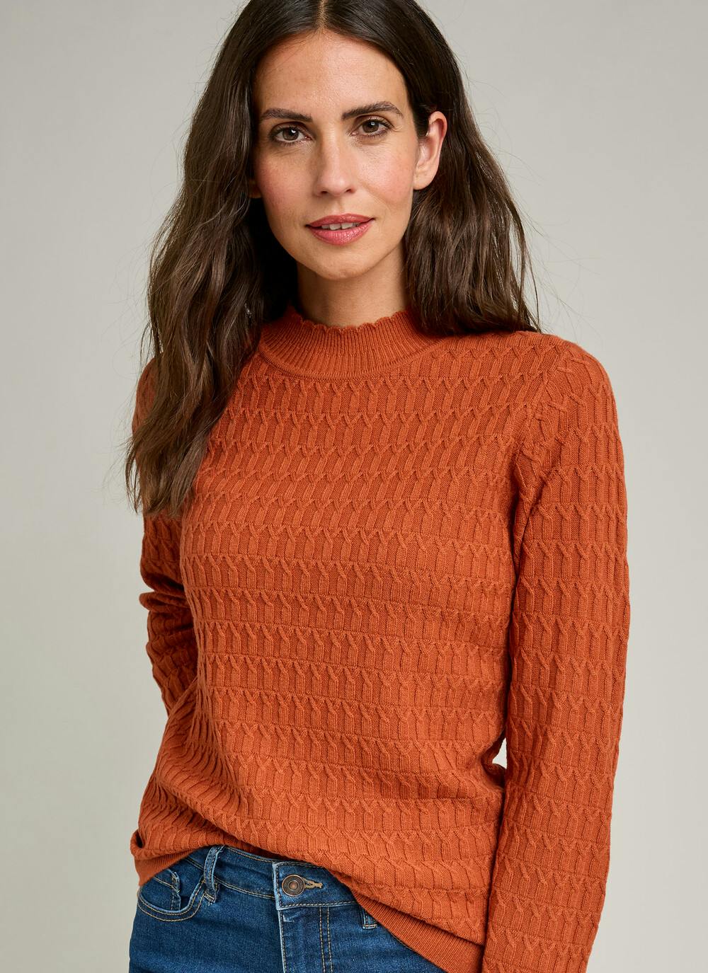  Cable Knit Turtle Neck Jumper