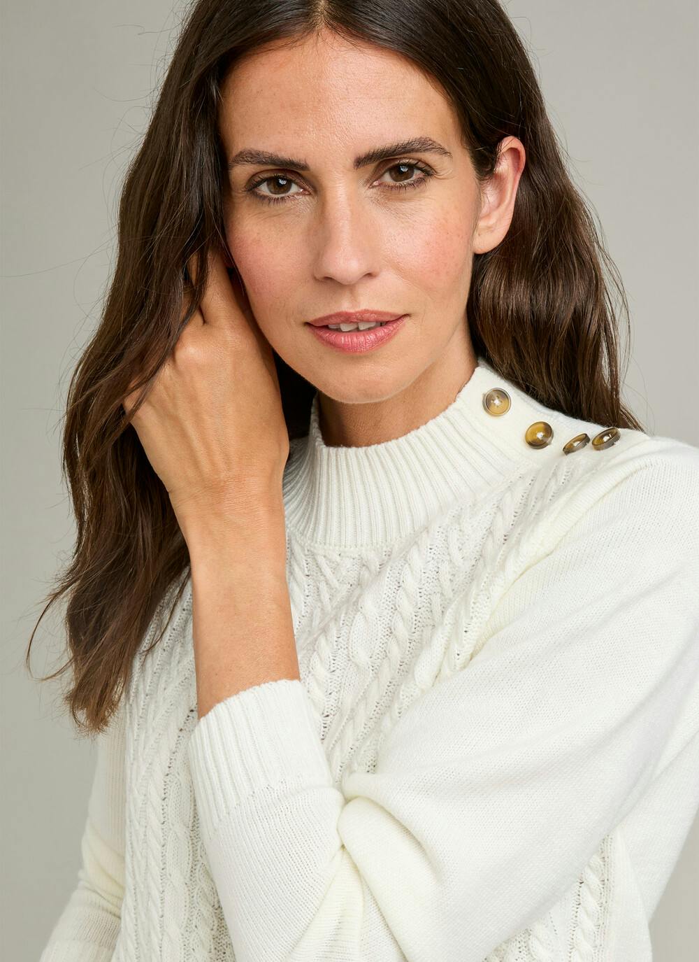  Button Detail Turtle Neck Jumper