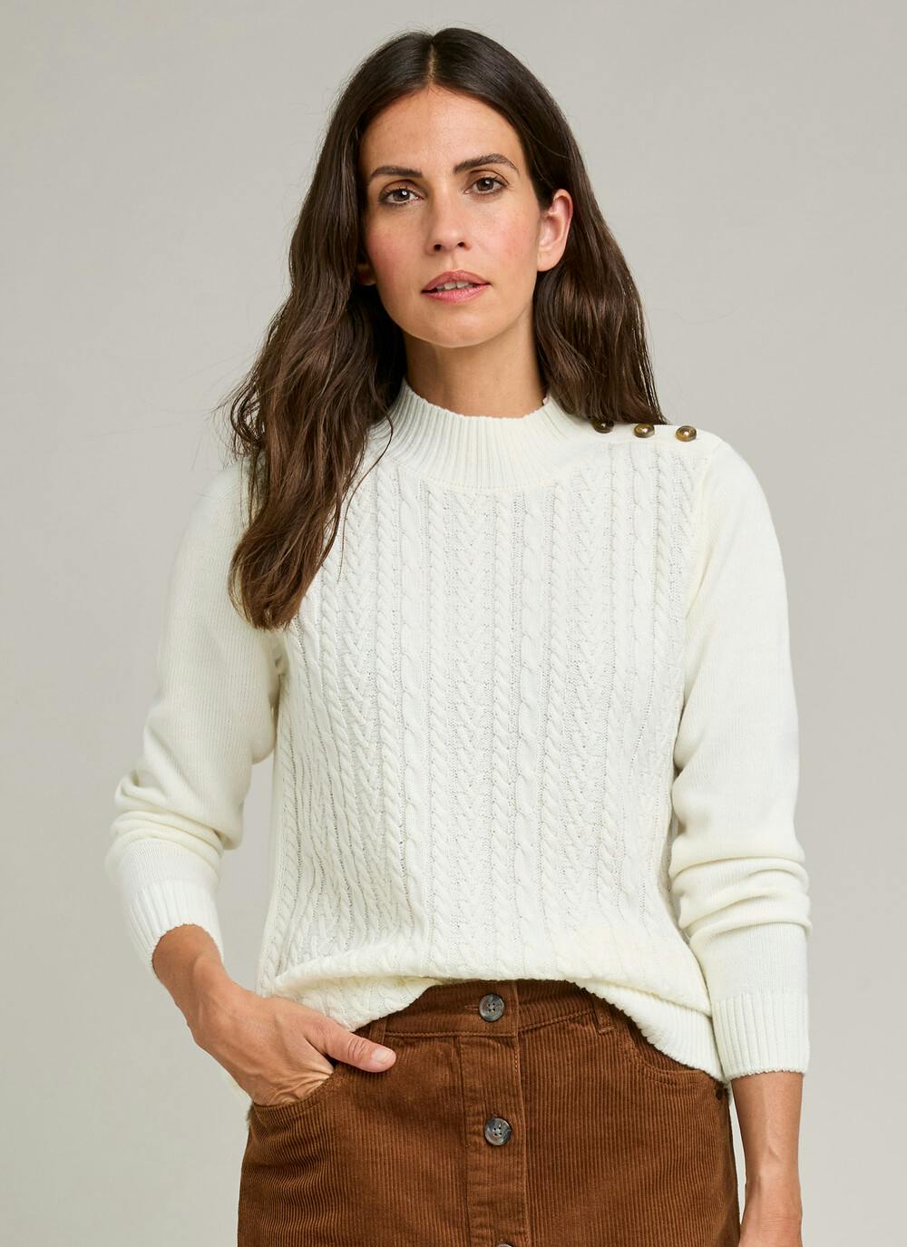  Button Detail Turtle Neck Jumper