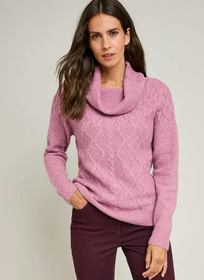  Cowl Neck Cable Knit Jumper