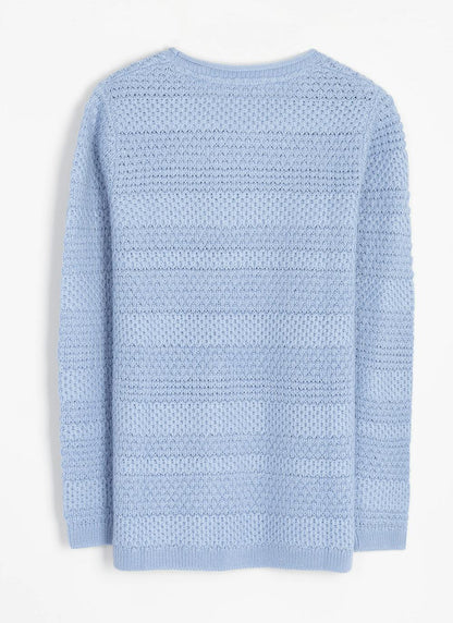  Textured Stitch Crew Neck Jumper
