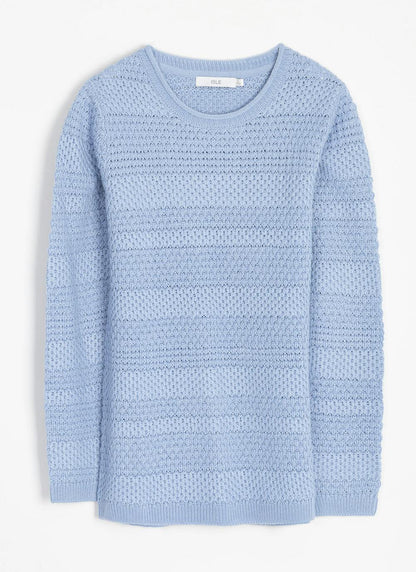  Textured Stitch Crew Neck Jumper