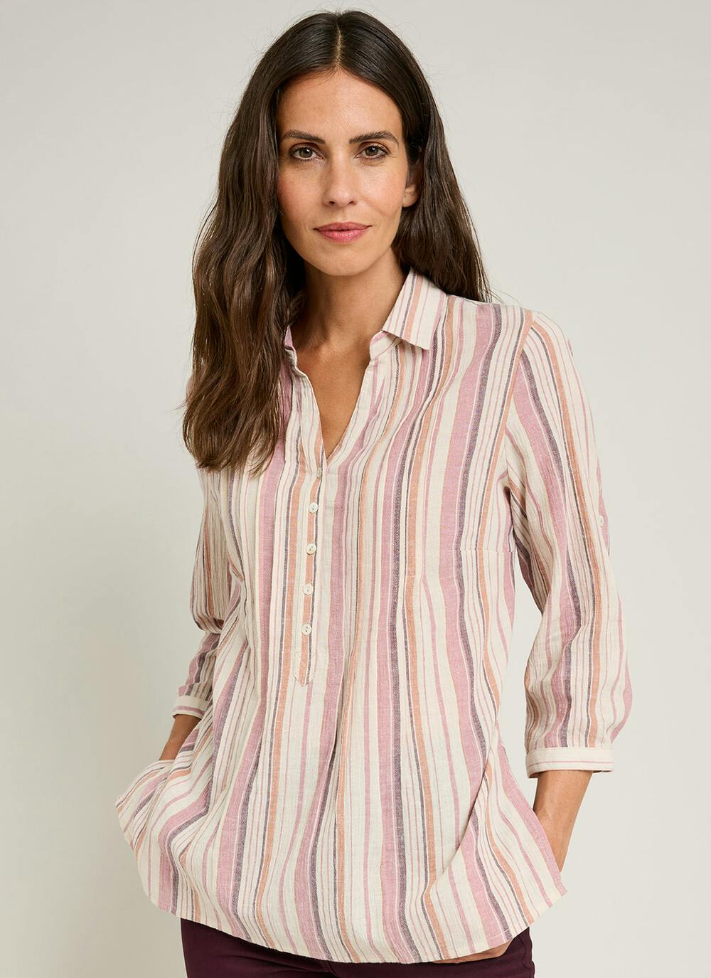  Pure Cotton Pintuck Stripe Blouse