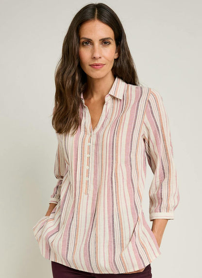  Pure Cotton Pintuck Stripe Blouse