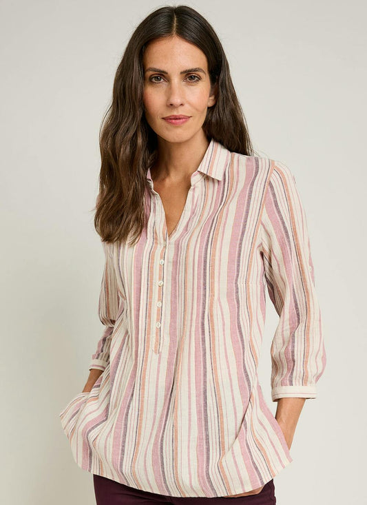  Pure Cotton Pintuck Stripe Blouse