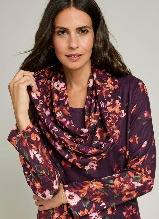  Soft Touch Border Print Snood Tunic