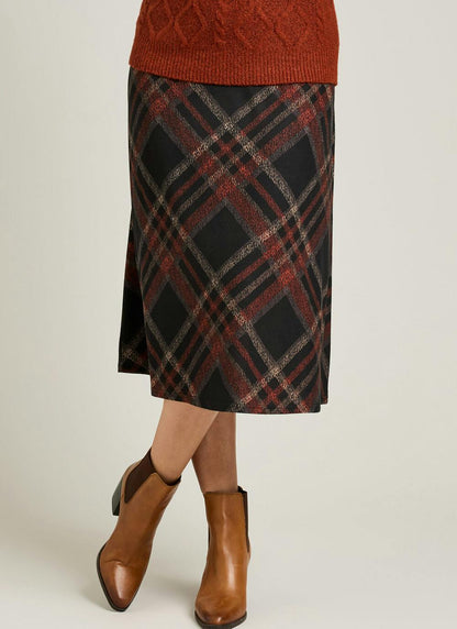  Warm Handle Checked Midi Skirt