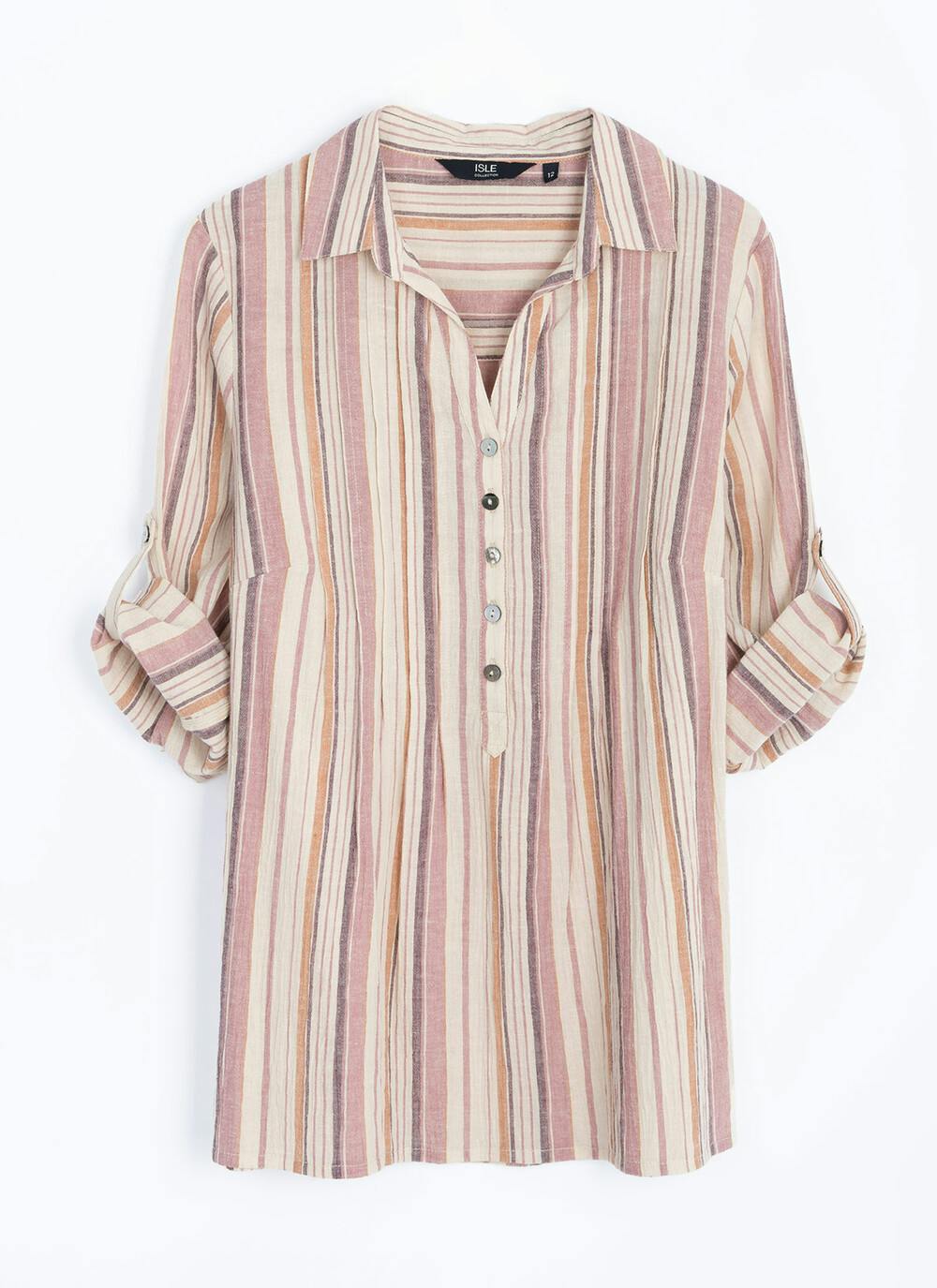 Pure Cotton Pintuck Stripe Blouse