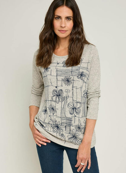  Soft Touch Sparkle Placement Print Top