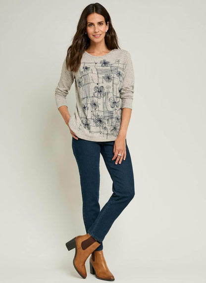  Soft Touch Sparkle Placement Print Top