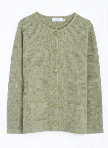  Textured Stripe Collared Cardigan