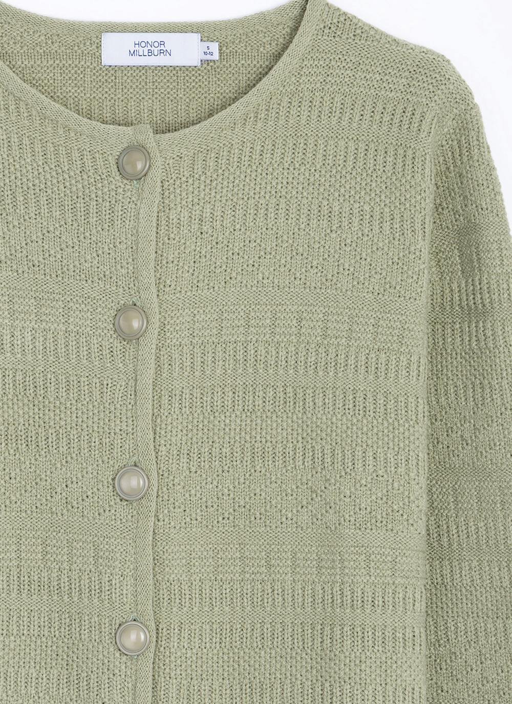  Textured Stripe Collared Cardigan