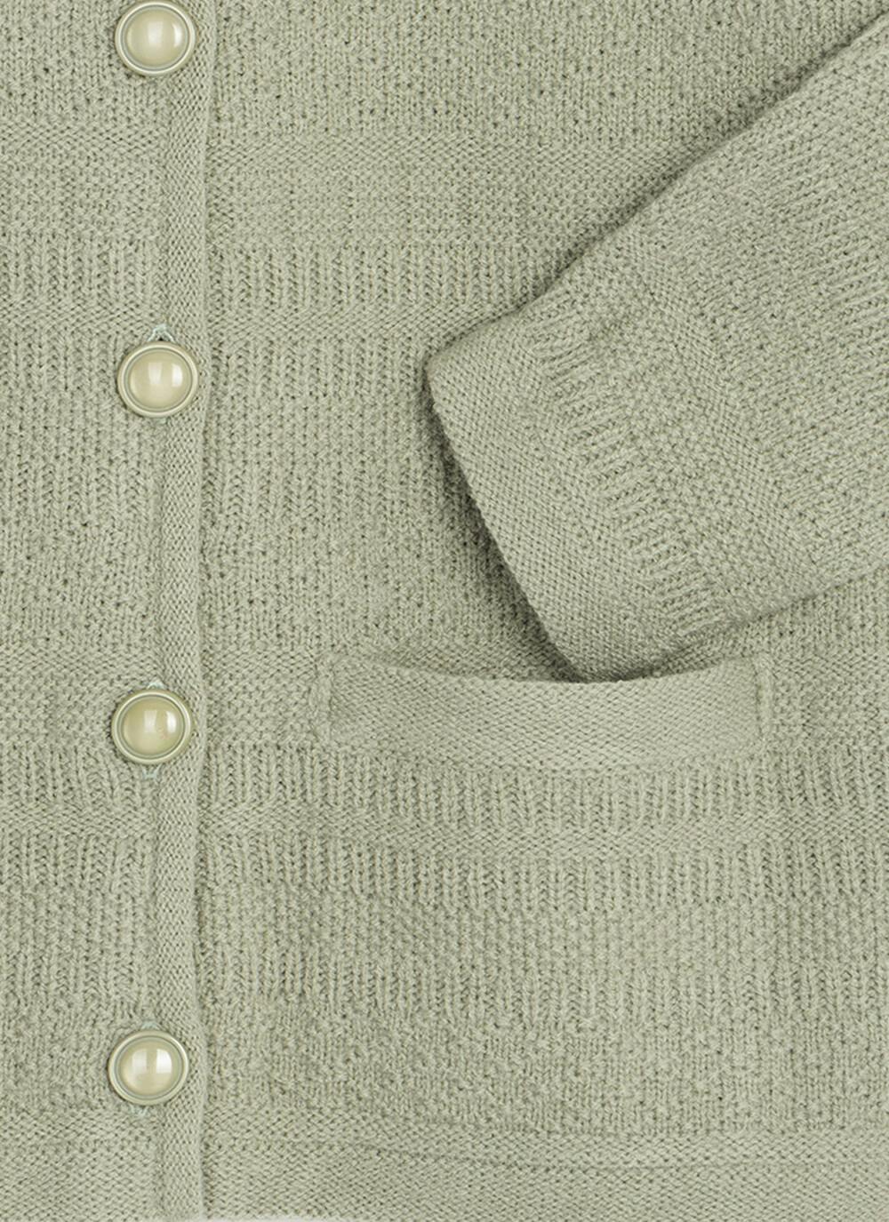  Textured Stripe Collared Cardigan