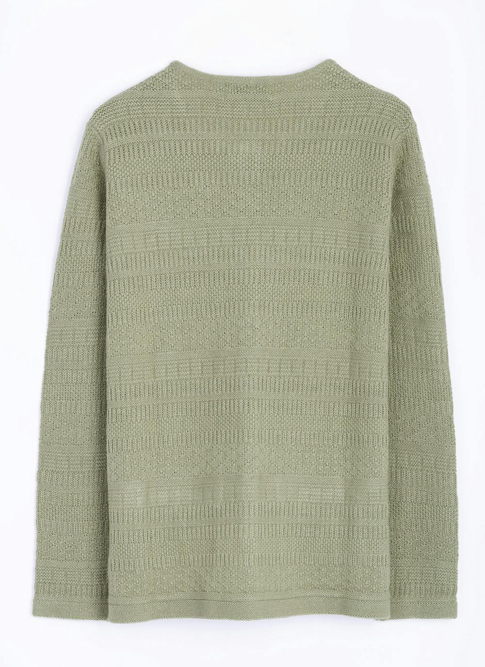  Textured Stripe Collared Cardigan