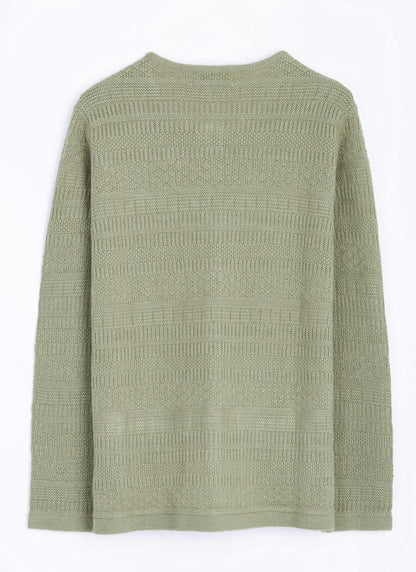  Textured Stripe Collared Cardigan