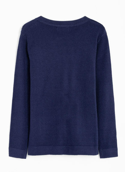  Single Cable Knit Crew Neck Cardigan